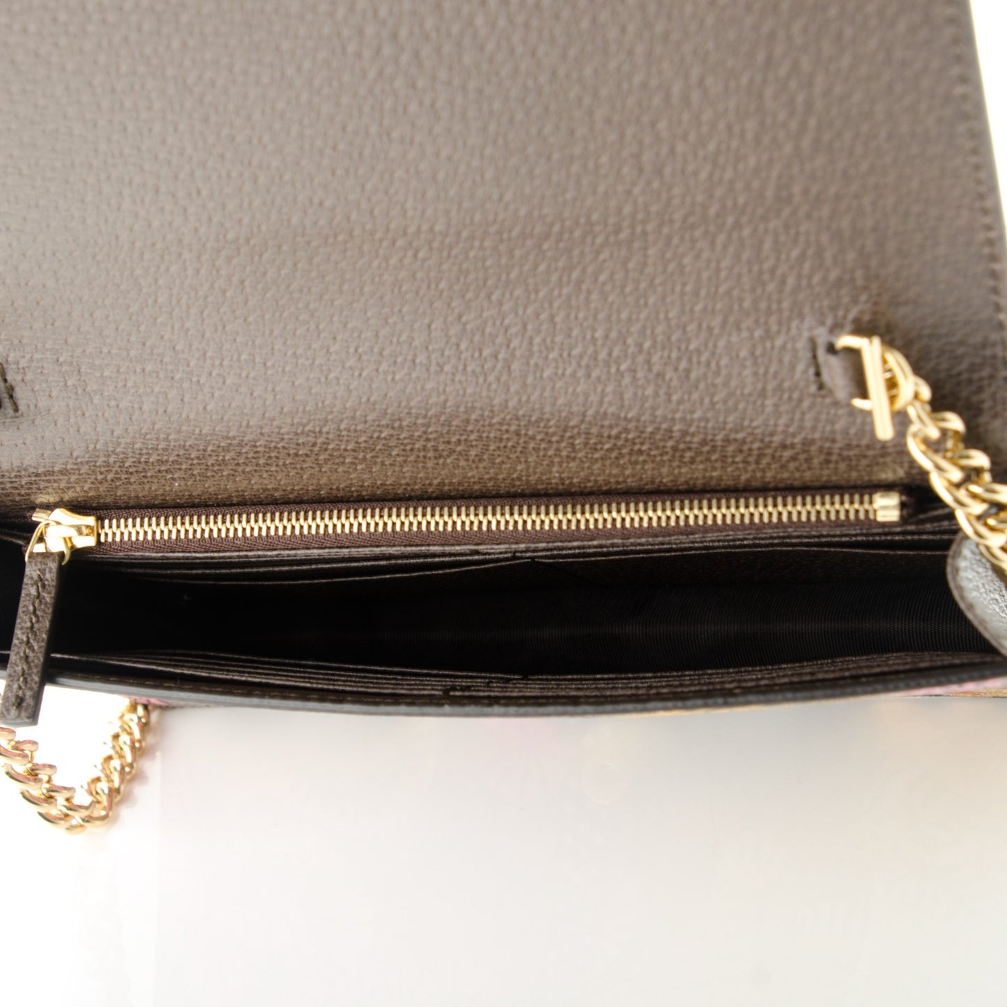 GG Supreme Monogram Bengal Chain Wallet Beige Pink