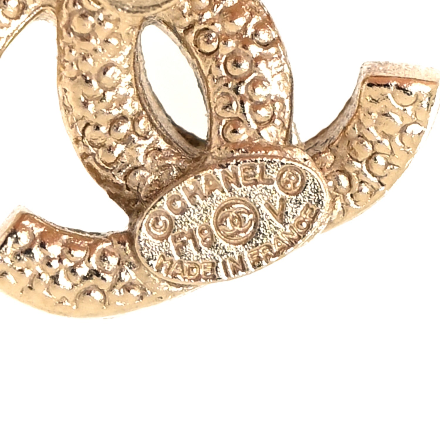 Chanel Crystal Mini Timeless CC Earrings Light Gold 4 of 5