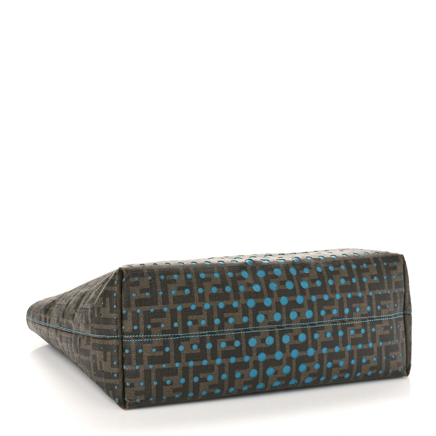 Fendi Zucca Spalmati Perforated Medium Roll Tote Tobacco Pavone 4 of 9
