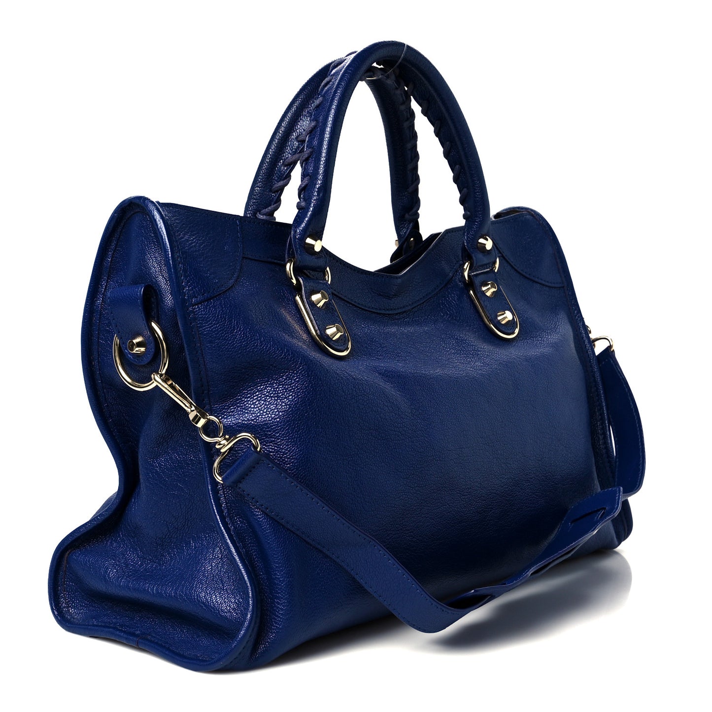 Chevre Gold Metallic Edge Hardware City Bleu Roi