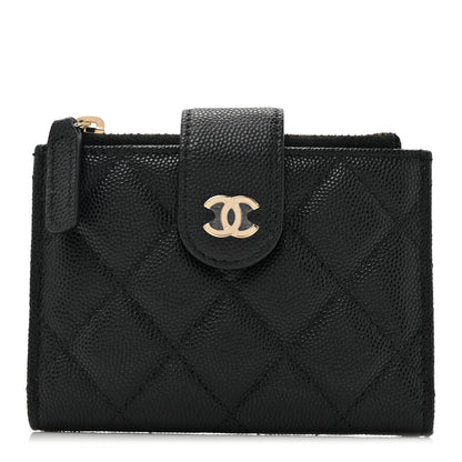 Chanel Caviar Quilted Compact Zipped Pocket Wallet Black 1 of 10