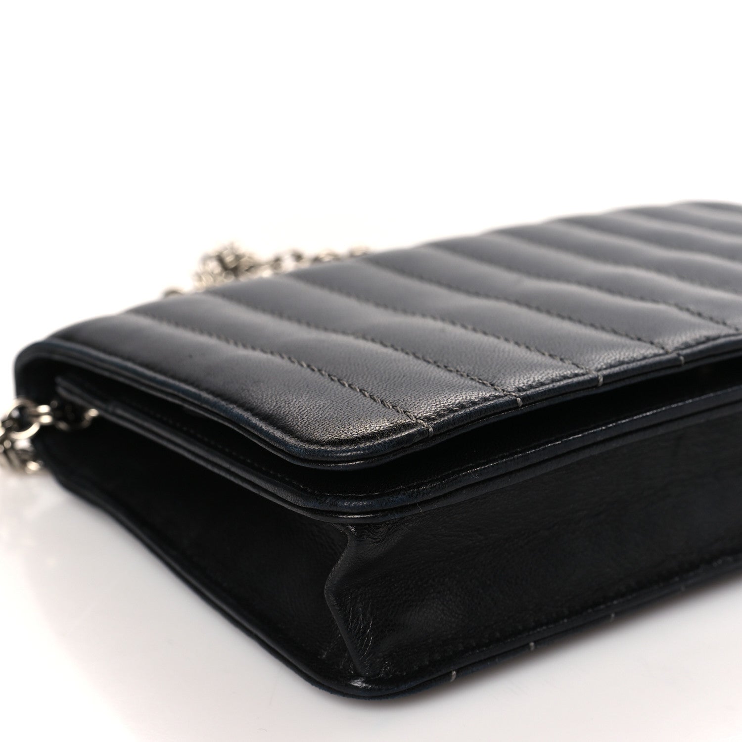 Chanel Lambskin Vertical Quilted Wallet On Chain WOC Black 8 of 9