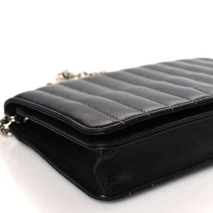 Chanel Lambskin Vertical Quilted Wallet On Chain WOC Black 8 of 9