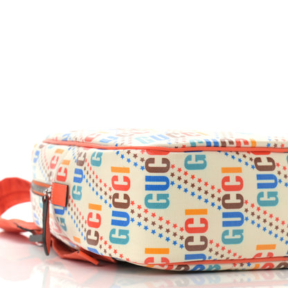 Gucci Coated Canvas Logo Star Print Childrens Dome Backpack Beige Multicolor Vibrant Orange 9 of 10