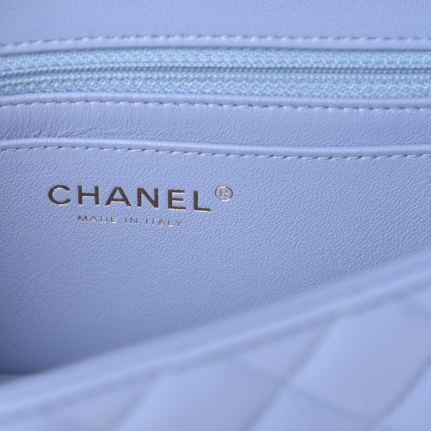 Lambskin Quilted Mini Rectangular Flap Light Blue
