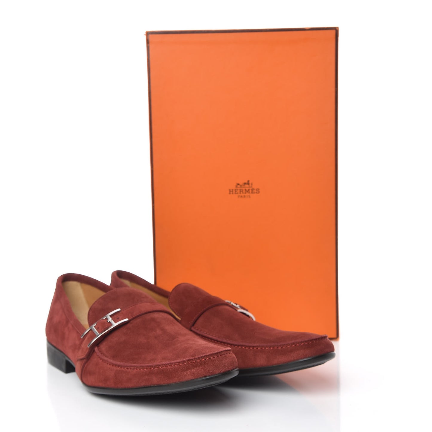 Veau Velours Dan Moccasin Loafers 44 Rouge Brique