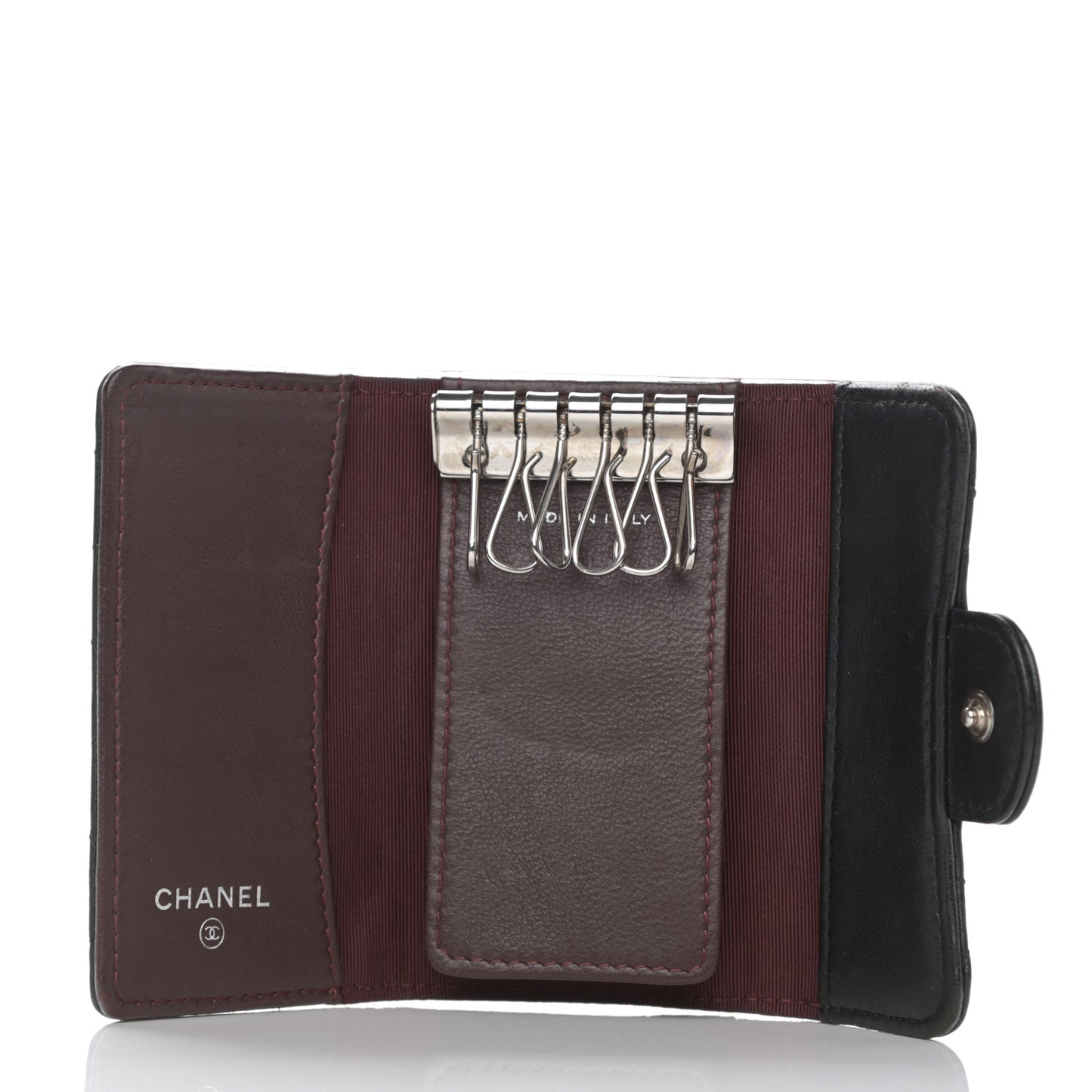 Lambskin Quilted 6 Key Holder Black