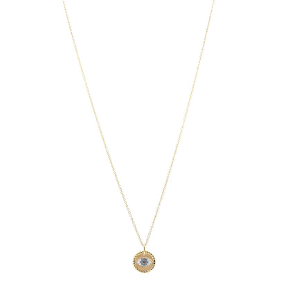 David Yurman 18K Yellow Gold Blue Sapphire Diamond Evil Eye Necklace 1 of 4