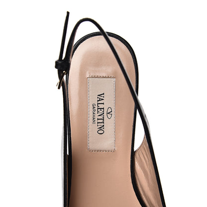 Valentino Garavani Nappa Rockstud Crisscross Slingback Flats 36 Black Poudre 6 of 9