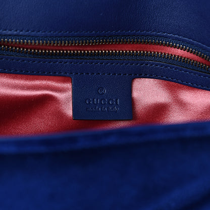 Gucci Velvet Matelasse Small GG Marmont Shoulder Bag Cobalt Blue 6 of 10