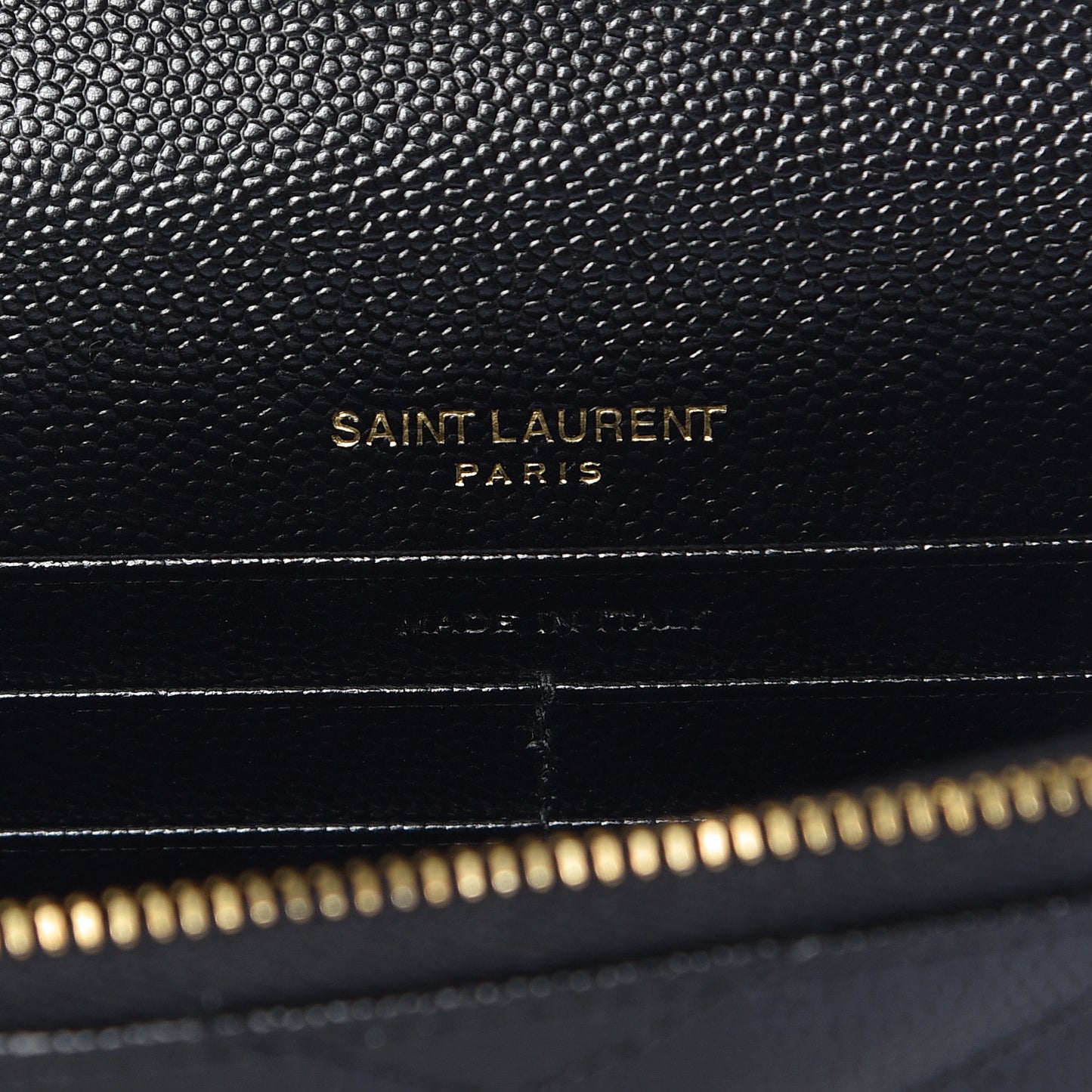 Grain De Poudre Matelasse Chevron Monogram Envelope Chain Wallet Black