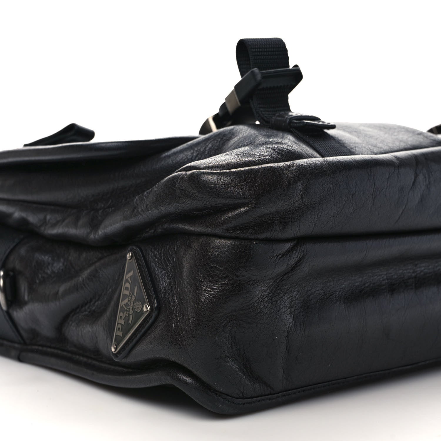 Prada Soft Calf Saffiano Travel Messenger Bag Black 7 of 9