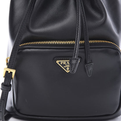 Prada Soft Calf Saffiano Mini Bucket Crossbody Bag Black 9 of 9