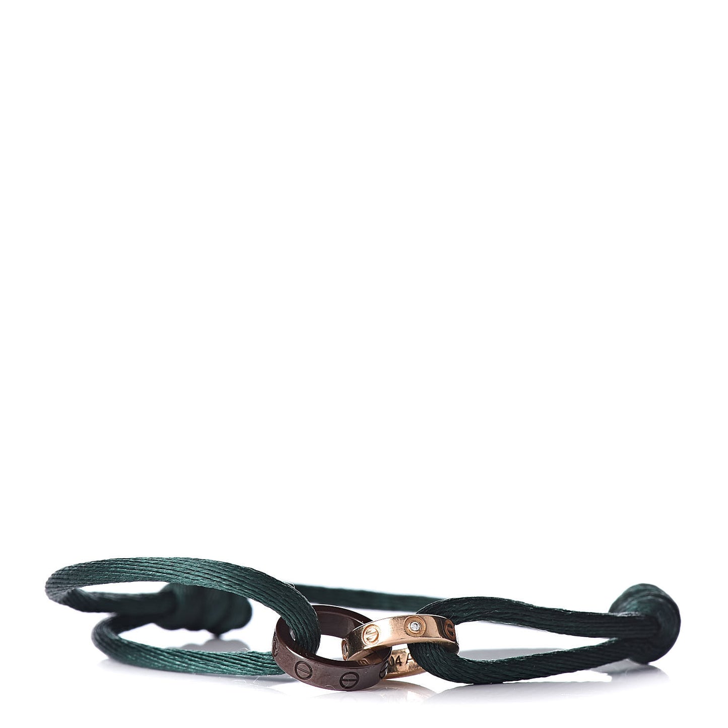 18K Pink Gold Brown Ceramic 4 Diamond LOVE Cord Bracelet Green
