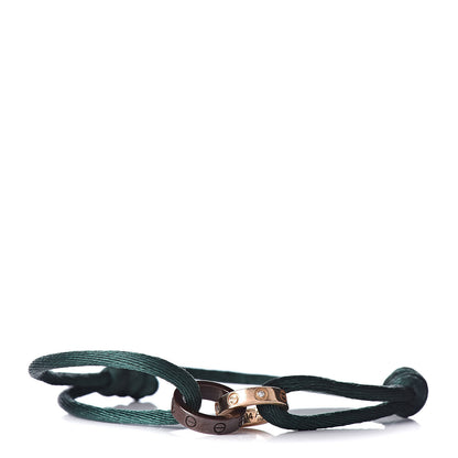 Cartier 18K Pink Gold Brown Ceramic 4 Diamond LOVE Cord Bracelet Green 1 of 6