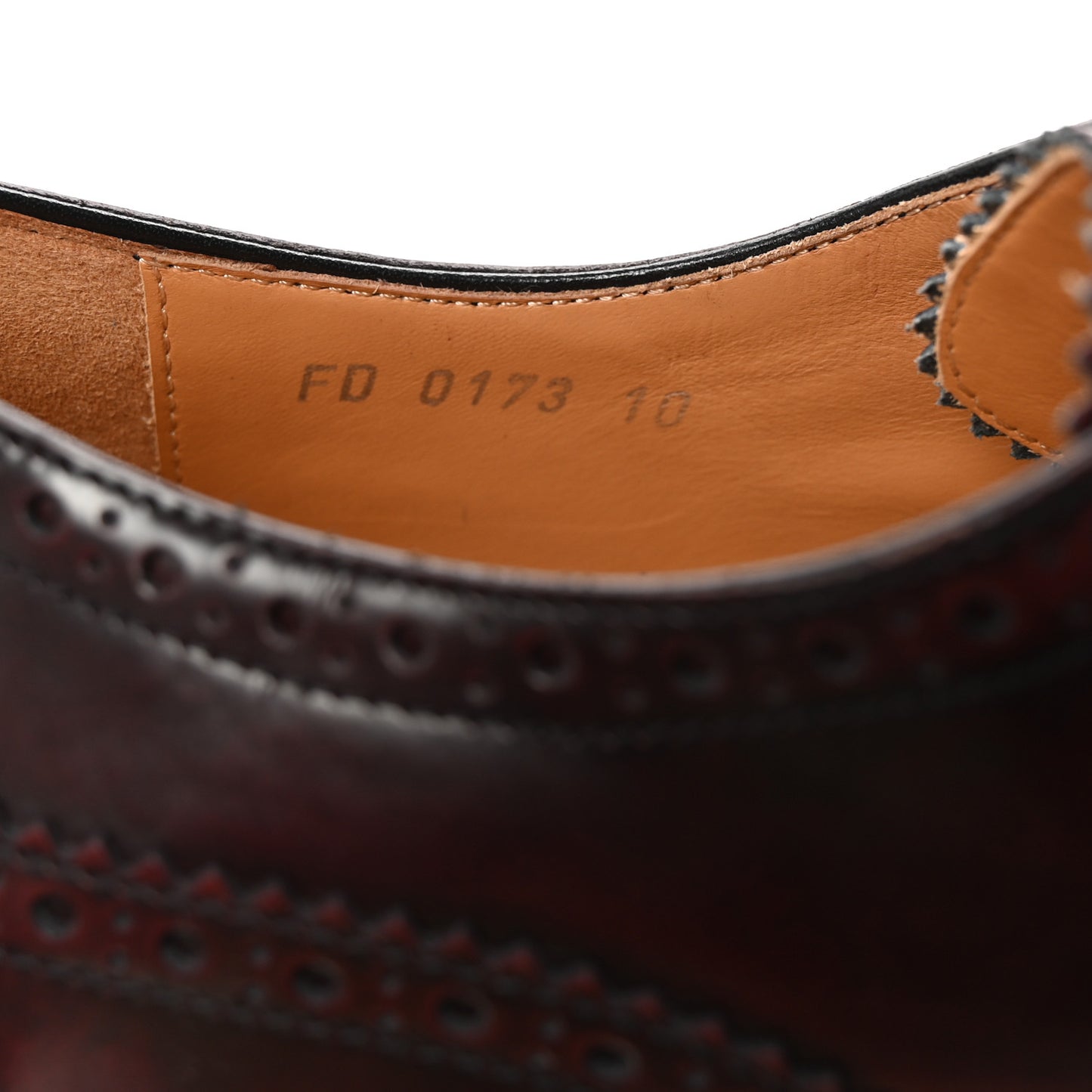 Glazed Calfskin Mens Brogue Derby Lace Up Shoes 10 Burgundy