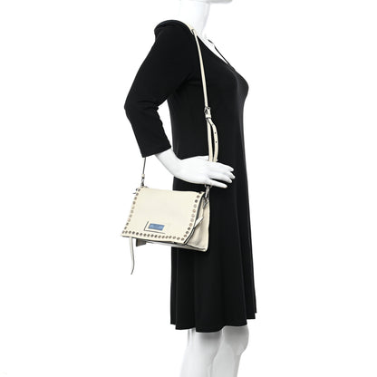 Prada Glace Calf Studded Etiquette Flap Bianco Astra 2 of 12