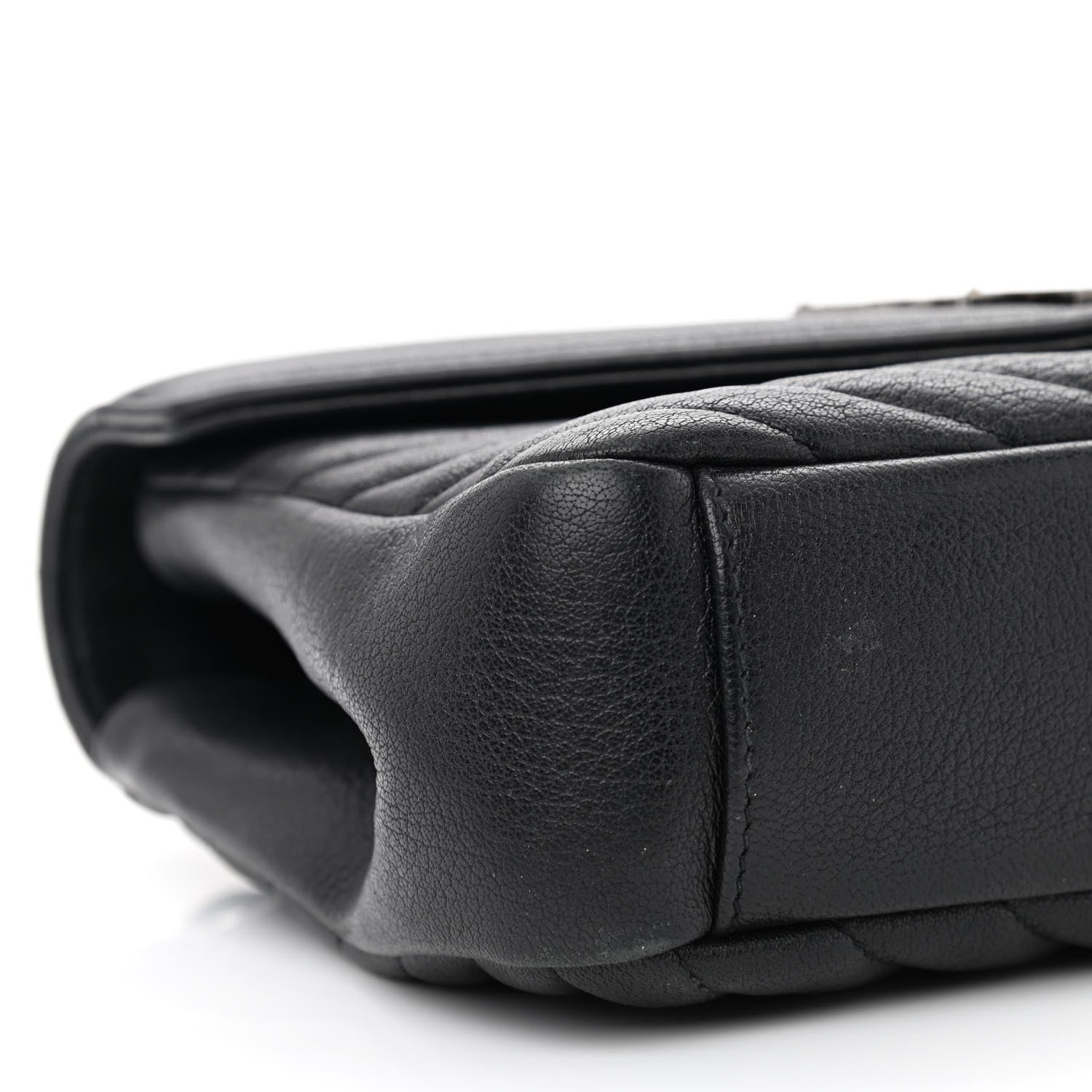 Saint Laurent Sheepskin Matelasse Chevron Monogram Medium College Bag Black 8 of 10