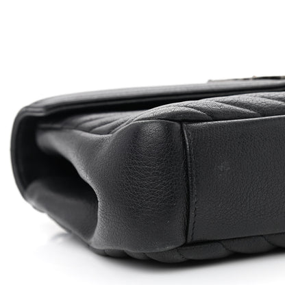 Saint Laurent Sheepskin Matelasse Chevron Monogram Medium College Bag Black 8 of 10