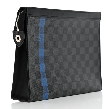 Louis Vuitton Damier Graphite Stripe Pochette Voyage MM Blue 3 of 8