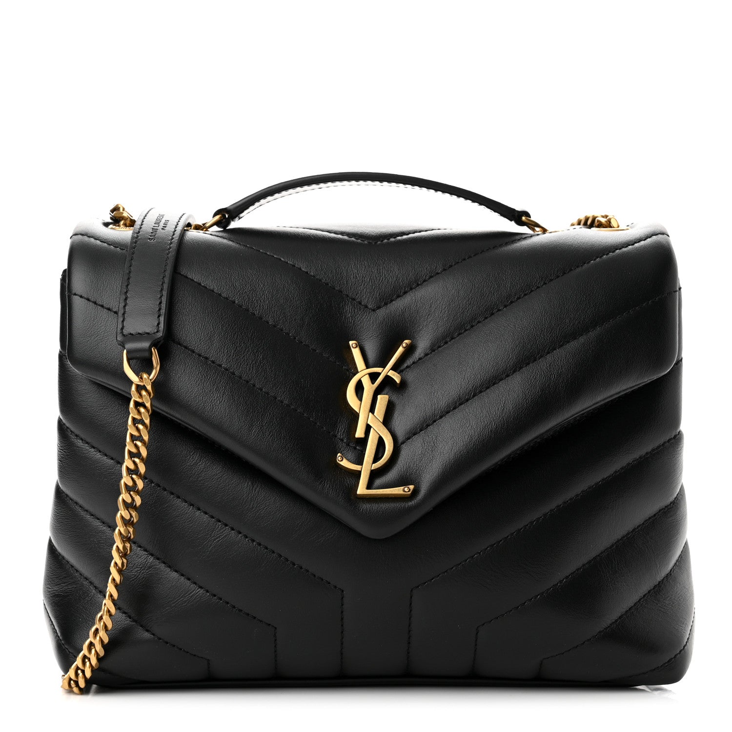 Saint Laurent Calfskin Y Quilted Monogram Small Loulou Chain Satchel Black 1 of 10