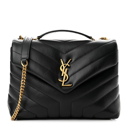 Saint Laurent Calfskin Y Quilted Monogram Small Loulou Chain Satchel Black 1 of 10