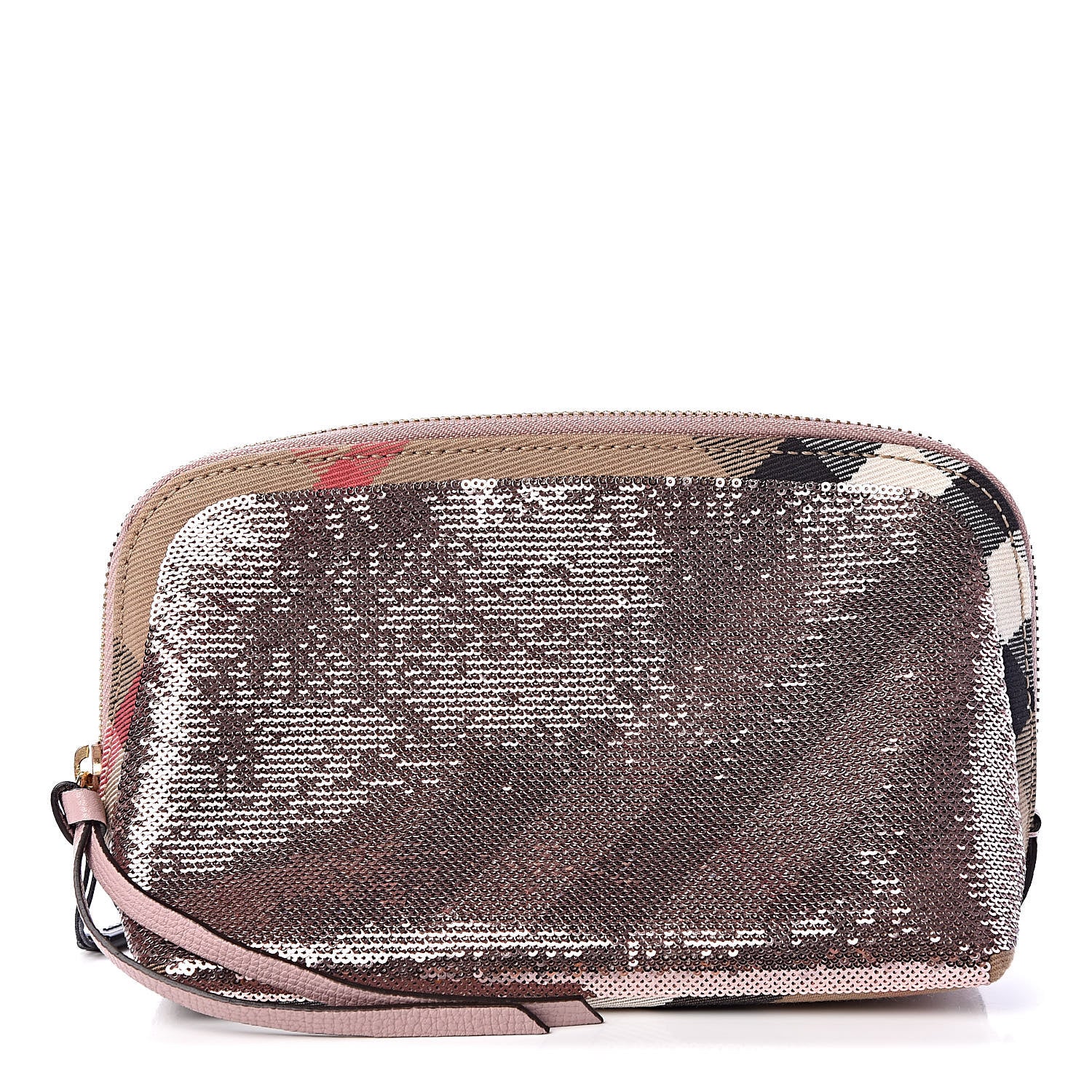 Burberry House Check Sequin Peyton Pouch Bag Pink 1 of 9
