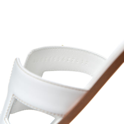 Hermes Box Calfskin Oran Sandals 36.5 White 8 of 9