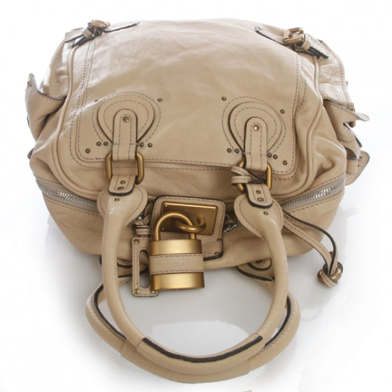 Leather Paddington Tote Beige