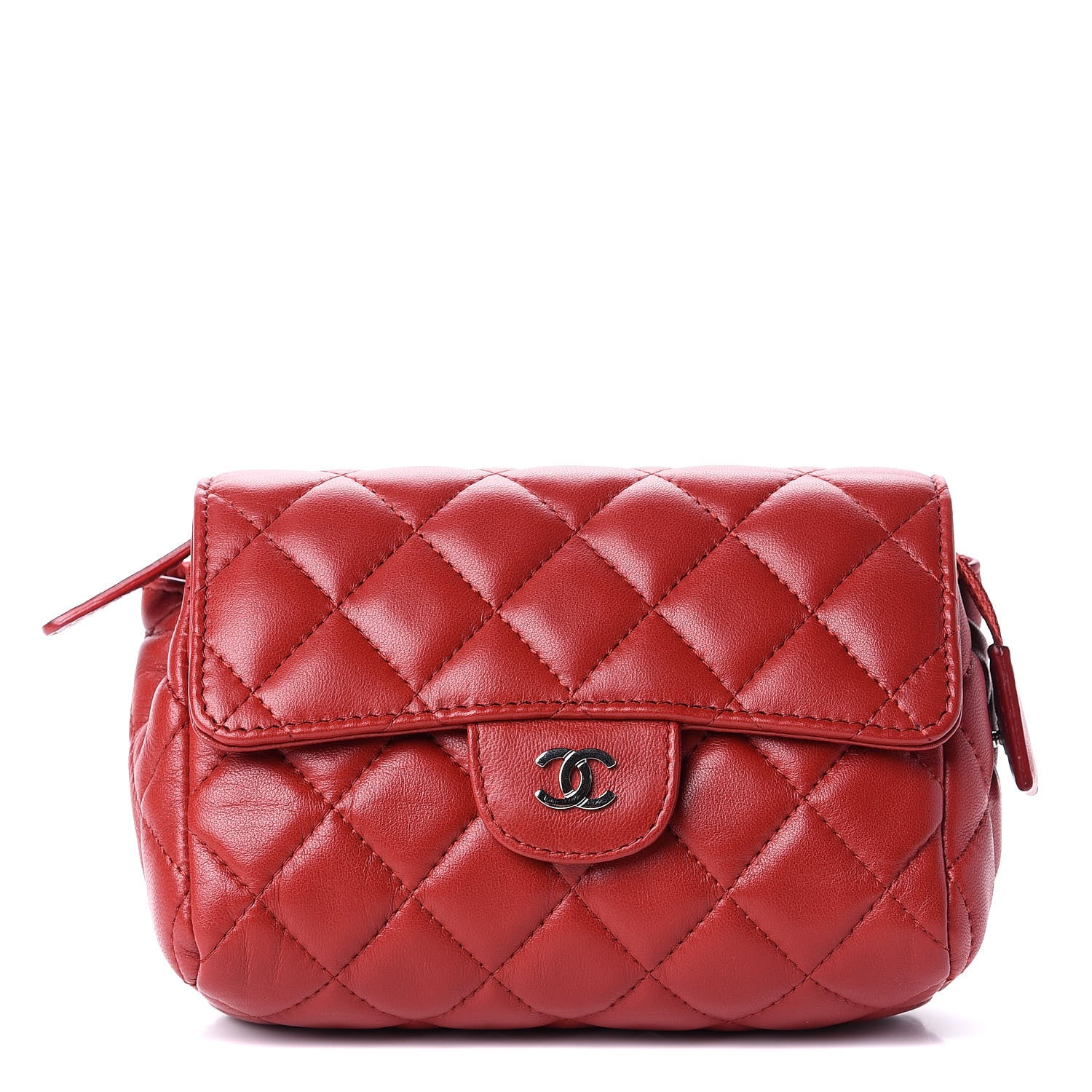 Chanel Lambskin Quilted Flap Cosmetic Case Red 1 of 10