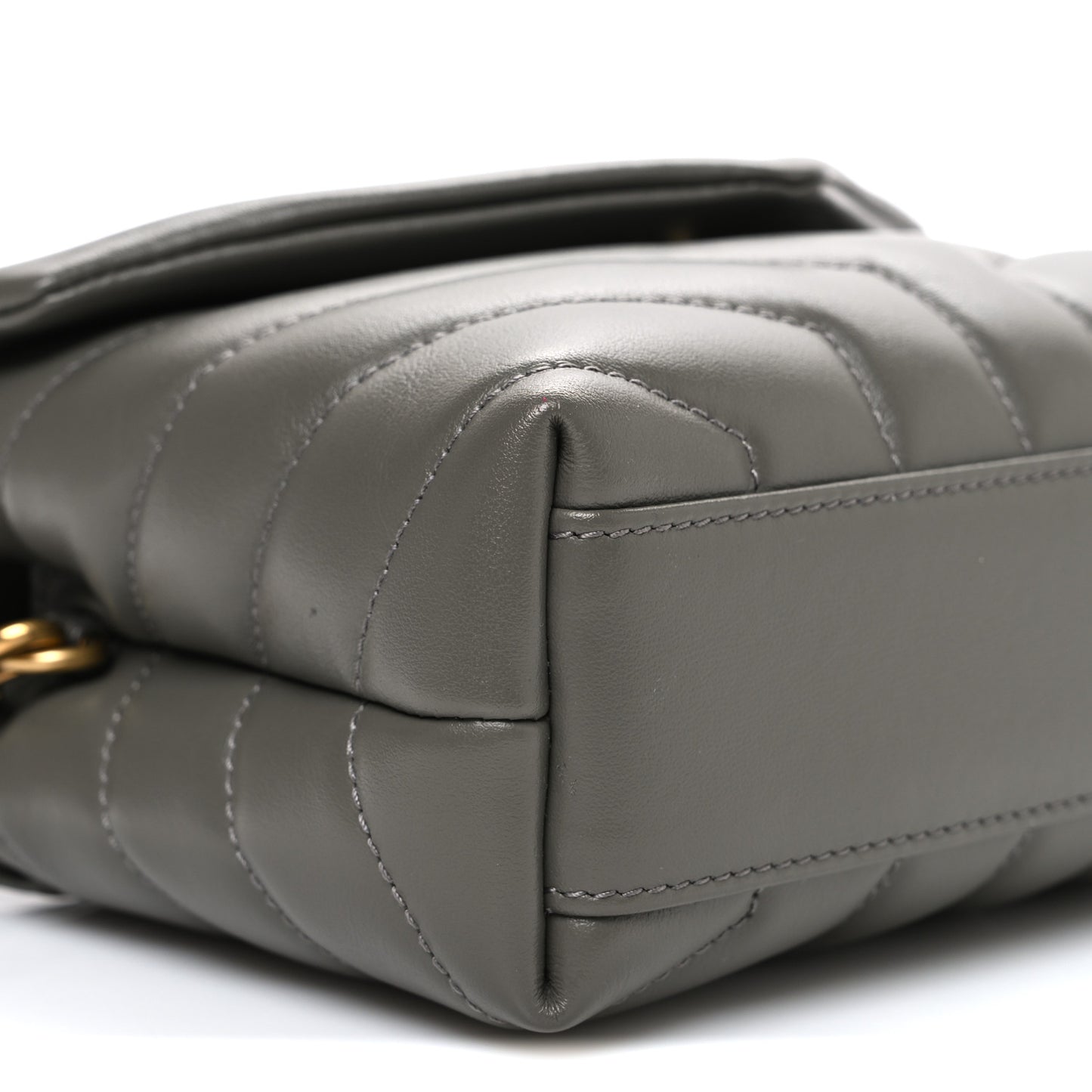 Calfskin Y Quilted Monogram Toy Loulou Crossbody Bag Grey Kaki