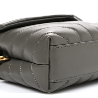 Saint Laurent Calfskin Y Quilted Monogram Toy Loulou Crossbody Bag Grey Kaki 8 of 9