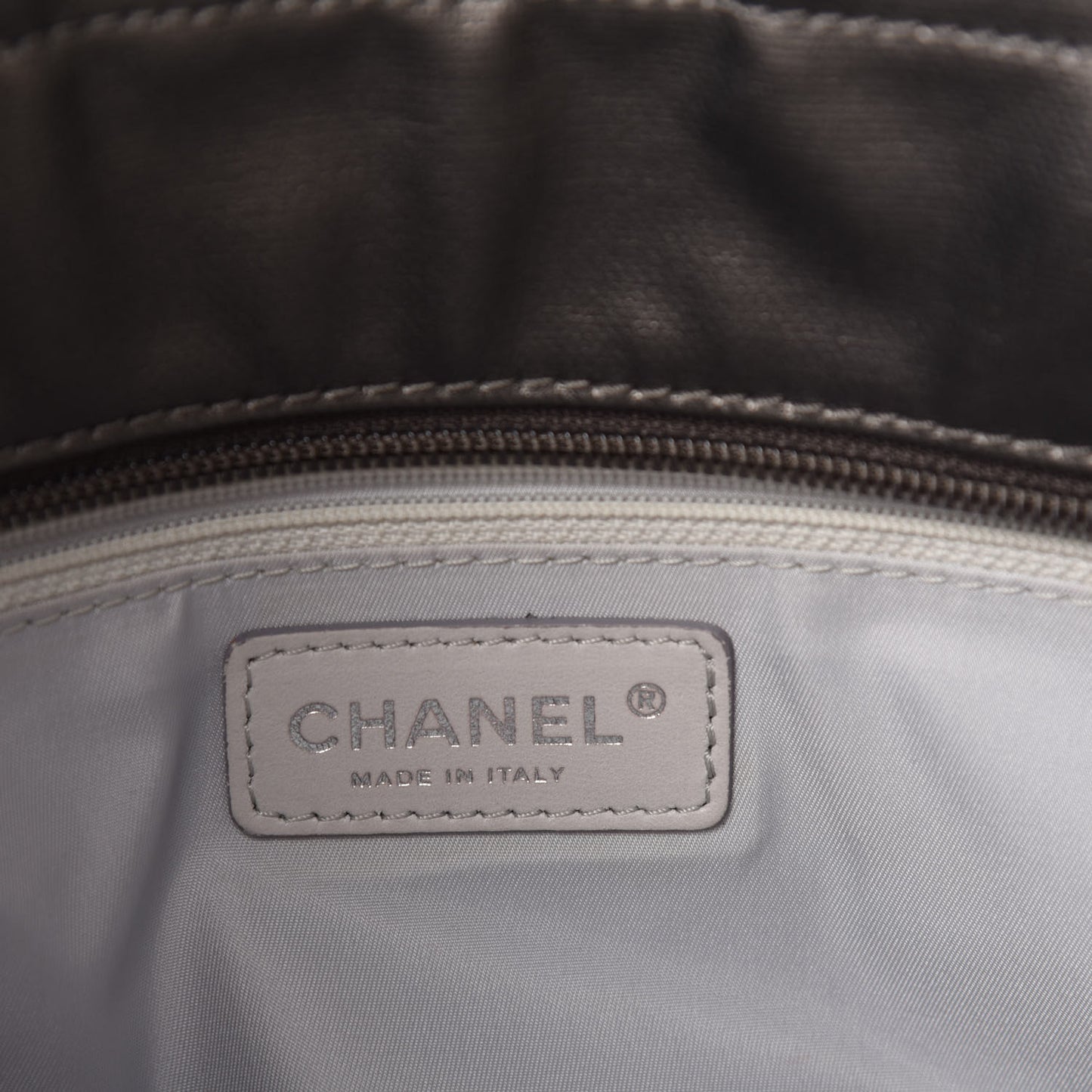 Coated Canvas Quilted Small Paris Biarritz Tote Silver