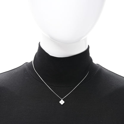 Van Cleef & Arpels 18K White Gold Diamond Sweet Alhambra Pendant Necklace 2 of 5