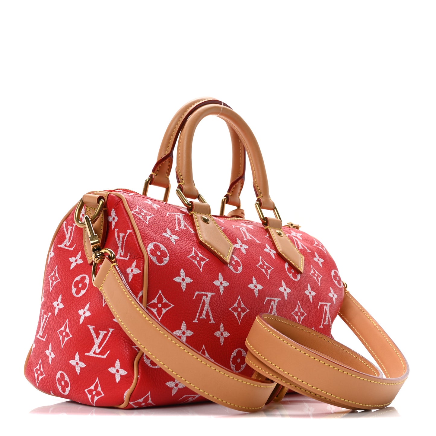 Soft Calfskin Monogram Speedy P9 Bandouliere 25 Red