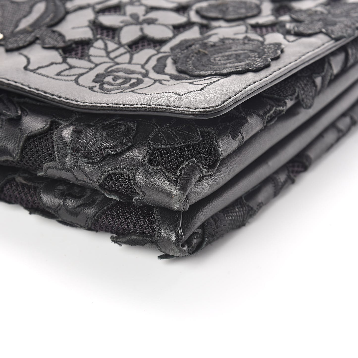 Lambskin Lace Large Girello Flap Black