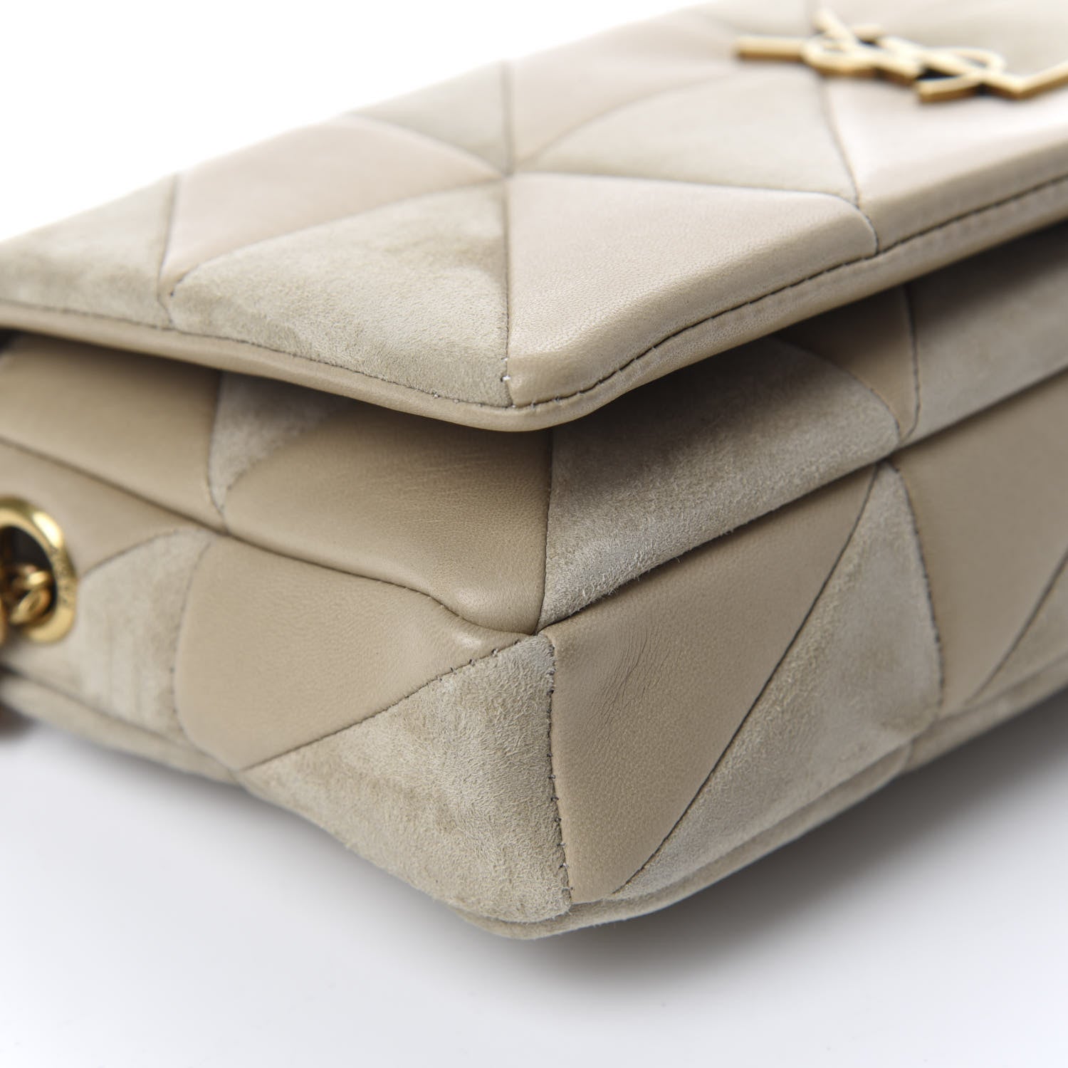 Saint Laurent Lambskin Suede Patchwork Monogram Medium Jamie Baguette Sea Salt 6 of 11