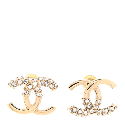 Chanel Crystal Metal CC Earrings Gold 1 of 5