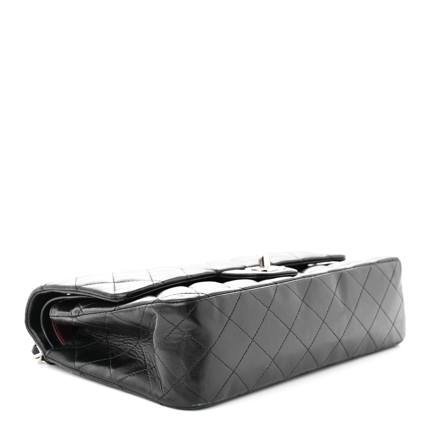 Lambskin Quilted Medium Double Flap Black