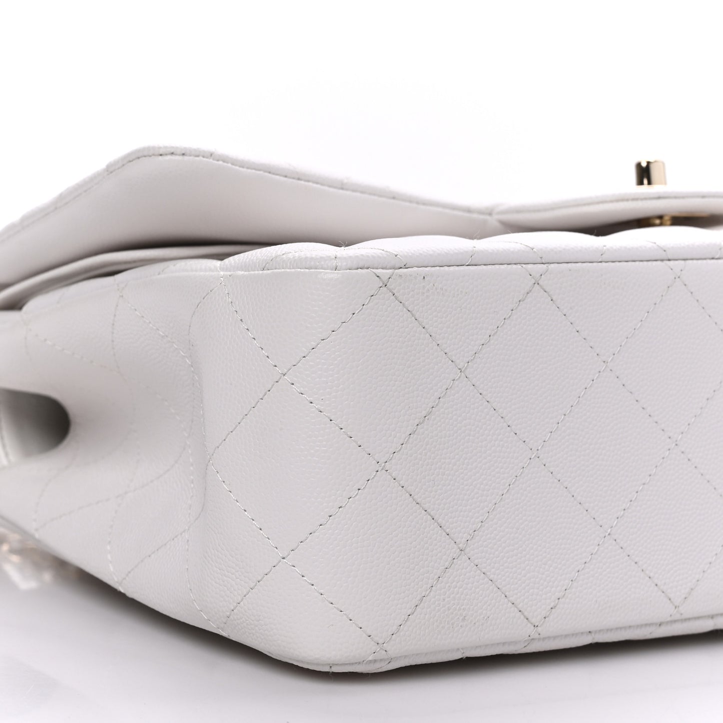 Caviar Quilted Jumbo Double Flap White