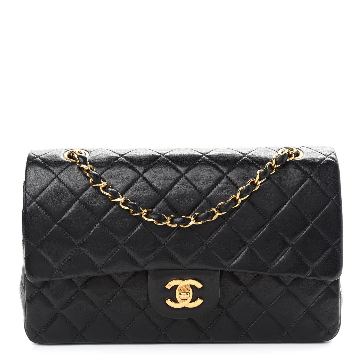 Chanel Lambskin Quilted Medium Double Flap Black 1 of 9