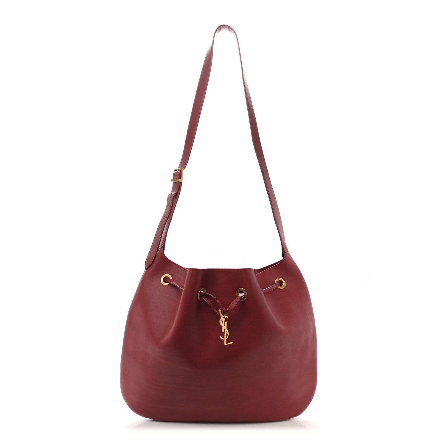 Saint Laurent Smooth Calfskin Paris VII Large Flat Hobo Red 1 of 13