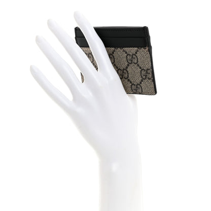 Gucci GG Supreme Monogram Calfskin Card Holder Beige Black 2 of 7