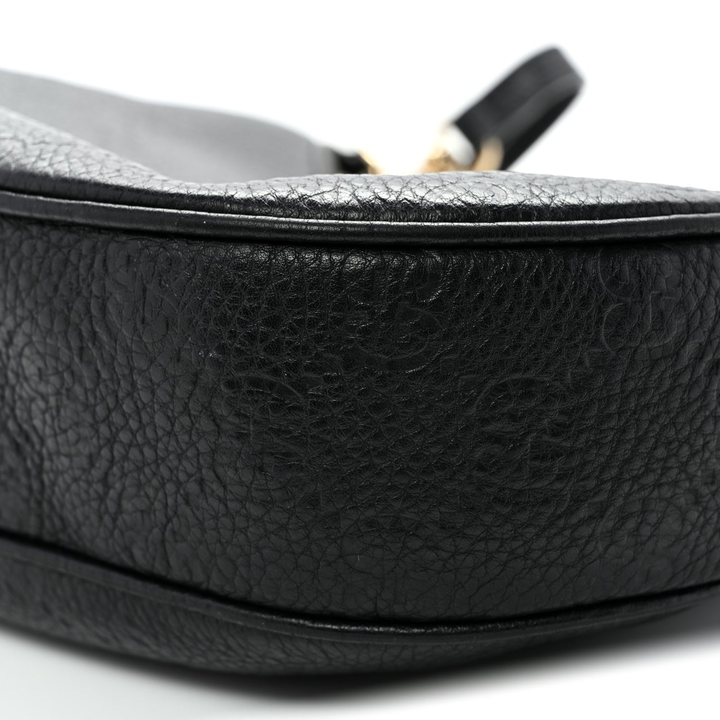 GG Grainy Calfskin Emblem Large Half Moon Shoulder Bag Black