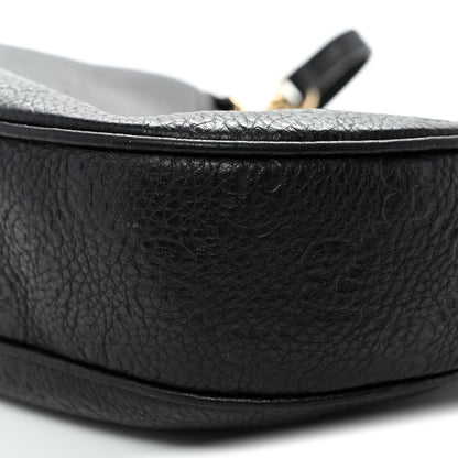 Gucci GG Grainy Calfskin Emblem Large Half Moon Shoulder Bag Black 10 of 11