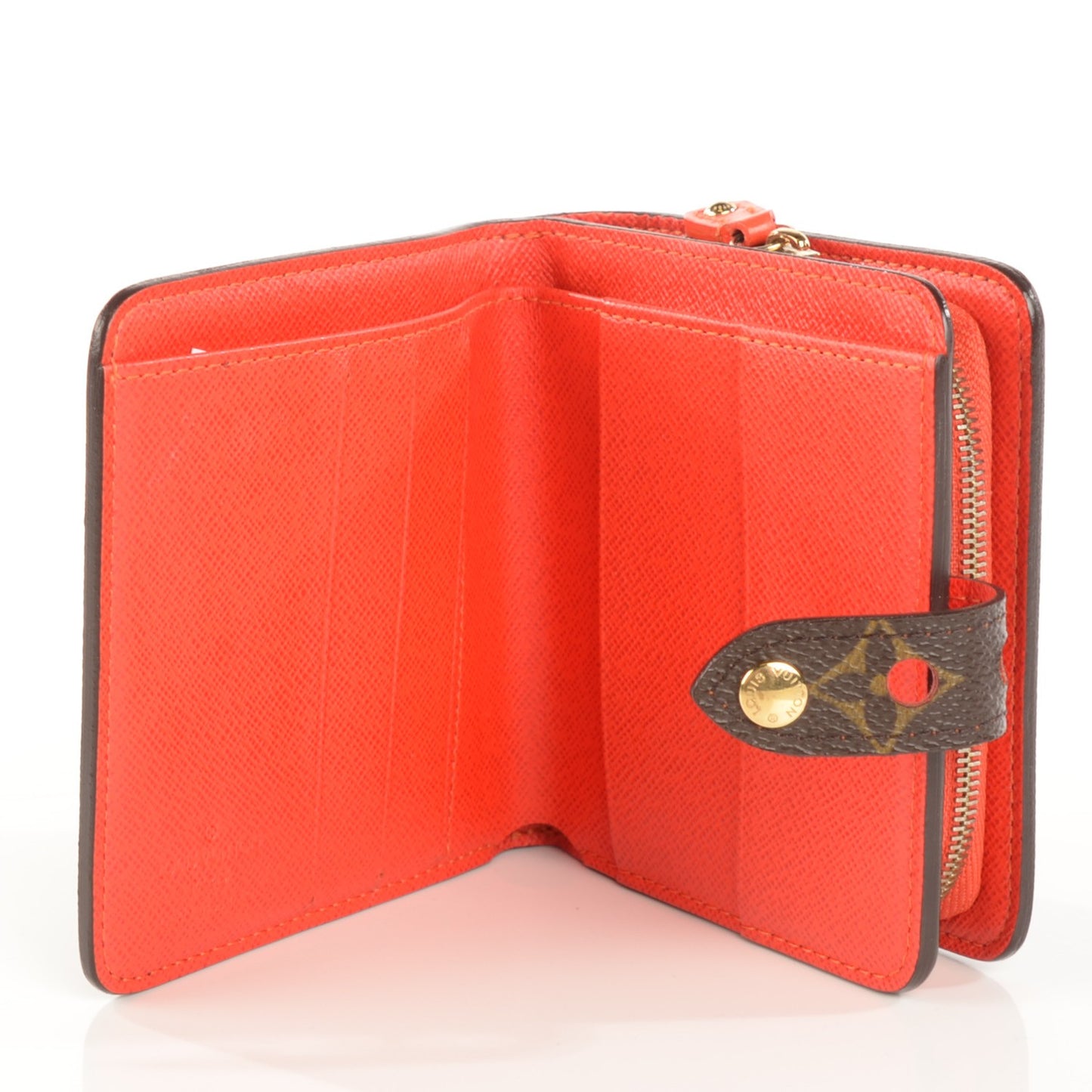 Monogram Perforated Compact Zipped Wallet Orange