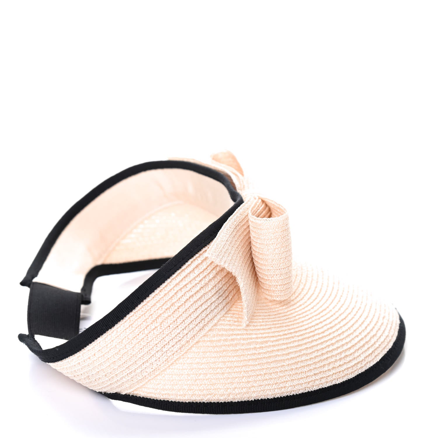 Chanel Straw Grosgrain Visor M Beige Black 3 of 4