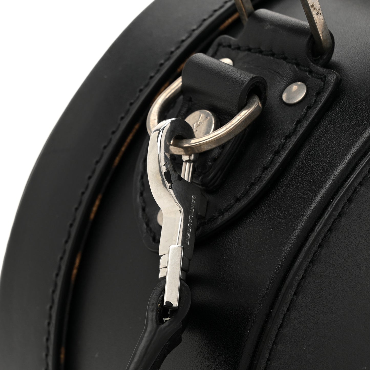 Calfskin Small Mica Hat Box Black