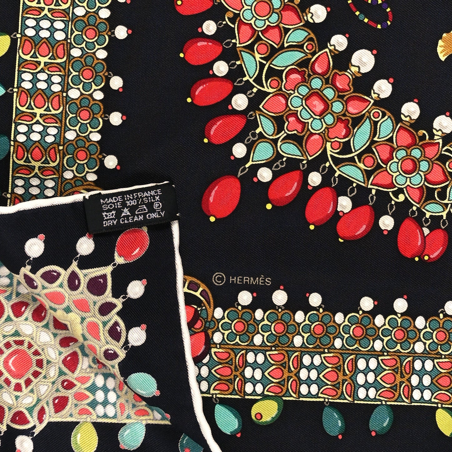 Silk Parures Des Maharajas Scarf 90 Black Jaune Corail