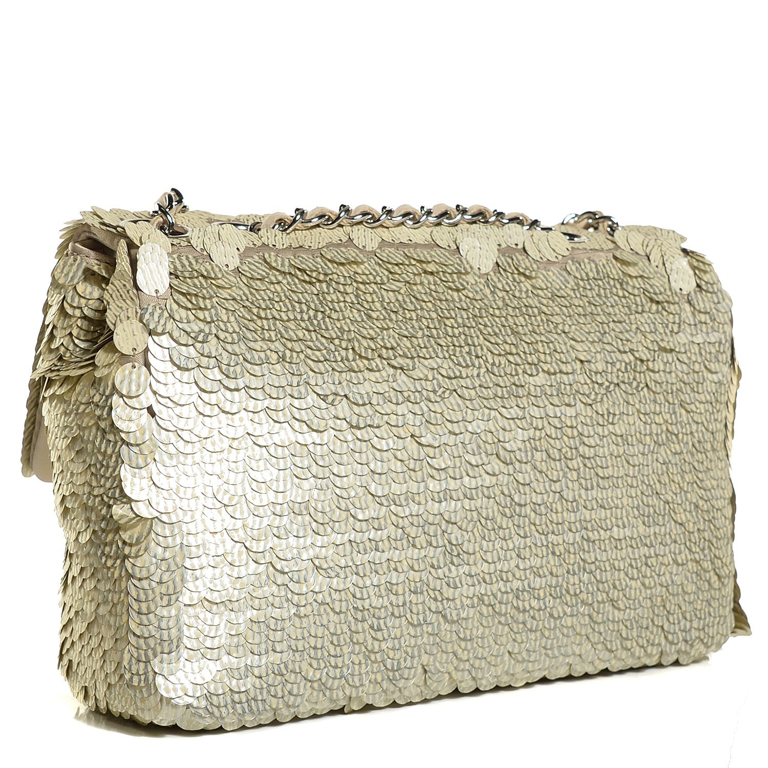 Chanel Sequin Paillette Small Flap Beige 3 of 9